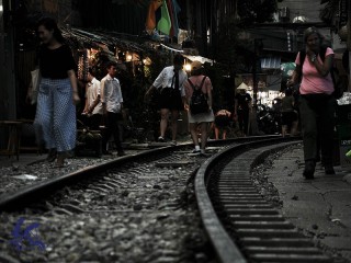 Walking along Hanoi Train Street