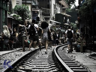 Walking along Hanoi Train Street