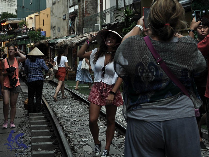 Walking along Hanoi Train Street