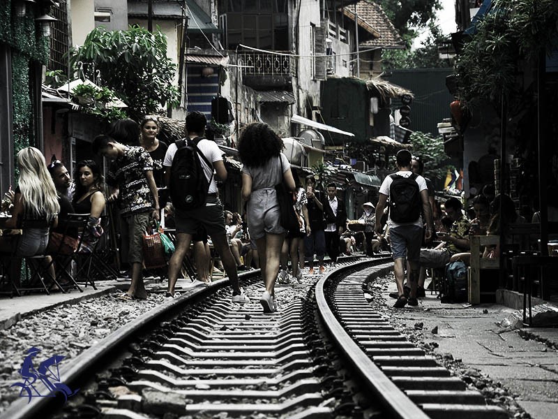 Walking along Hanoi Train Street